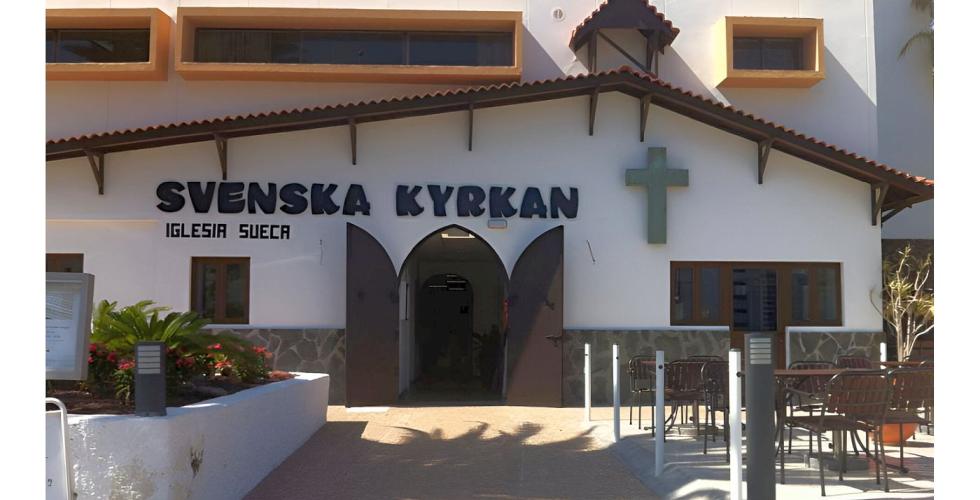 Kroken på døra for den svenske kirken i San Agustin på Gran Canaria.