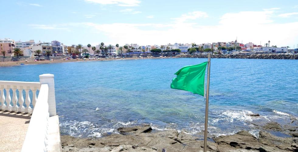 Grønt flagg på stranda betyr gode badeforhold.