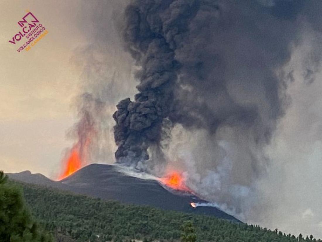 Vulkanutbrudd på La Palma 2021. Dag 36 morgen.
