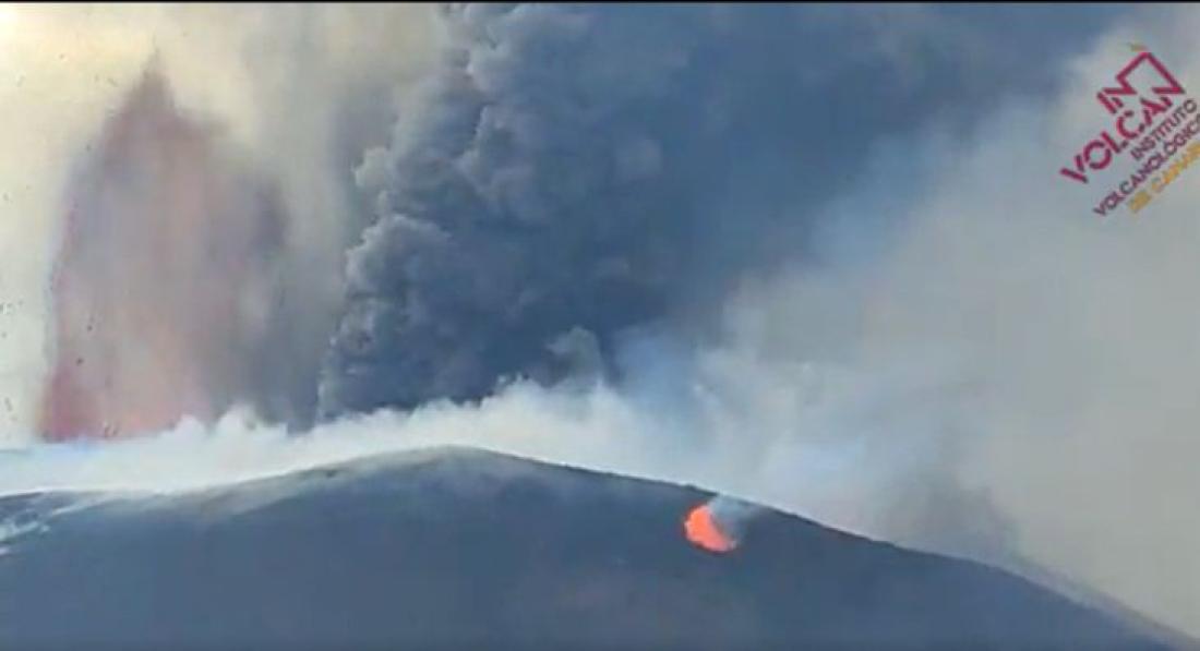 Vulkanutbrudd på La Palma 2021. Dag 37, 14.30-tiden, svært eksplosiv.