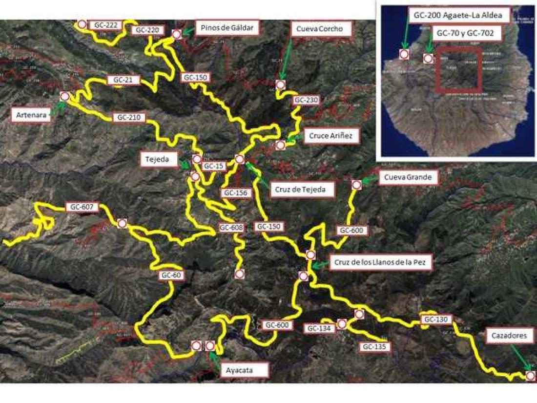 Stengte veier på Gran Canaria 19. feb. Stengte veier på Gran Canaria 19. feb.